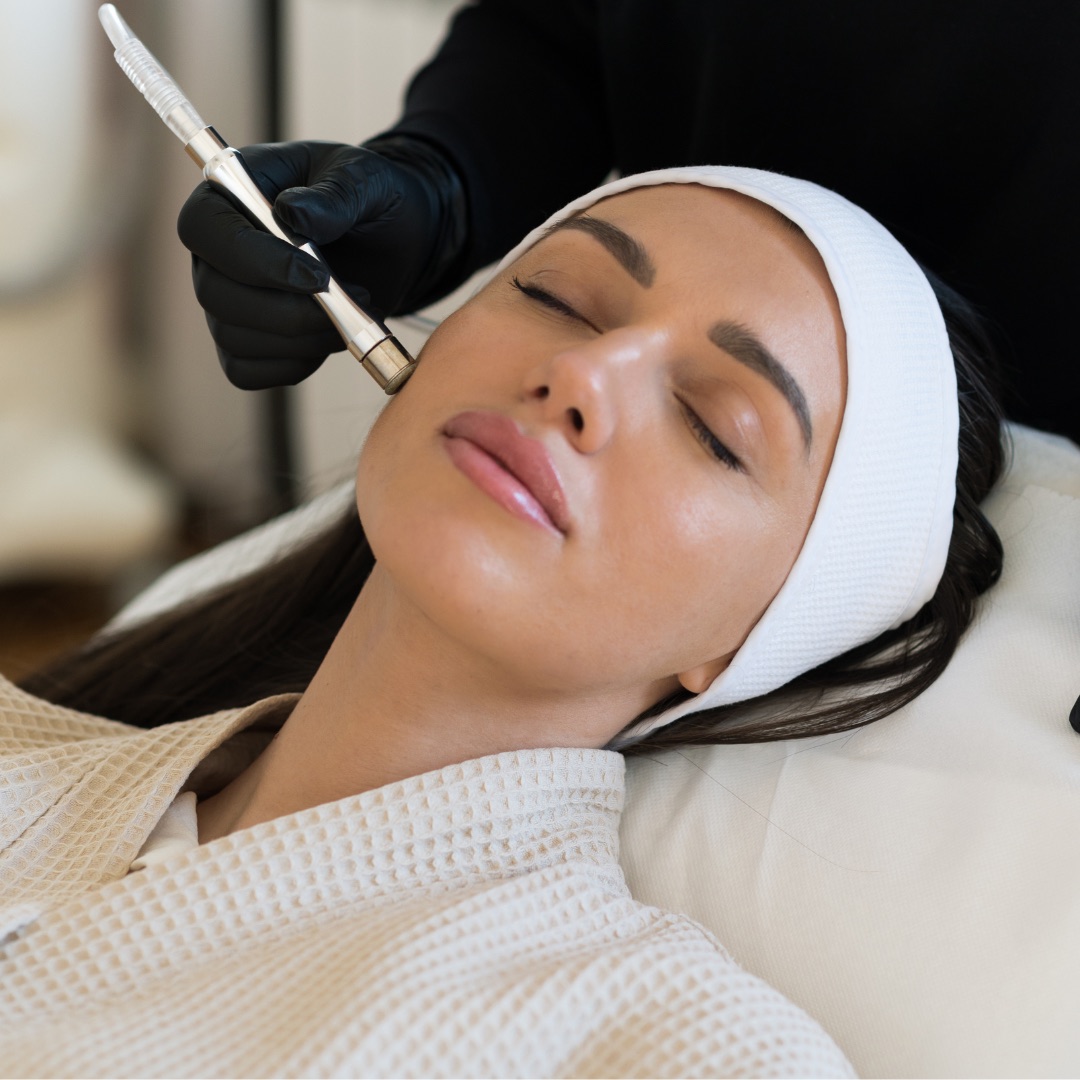 Client receiving a collagen facial treatment at Texans Skin, Spring TX